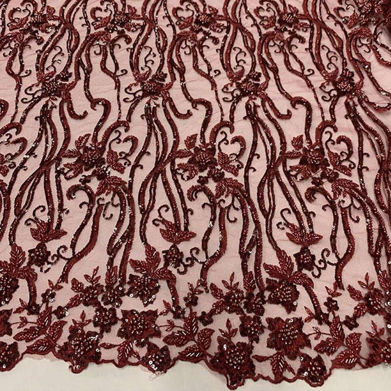 Burgundy Beaded Fabric Luxury Fabric Embroidery Fabric Fashion FabricICEFABRICICE FABRICSBurgundy Beaded Fabric Luxury Fabric Embroidery Fabric Fashion Fabric ICEFABRIC