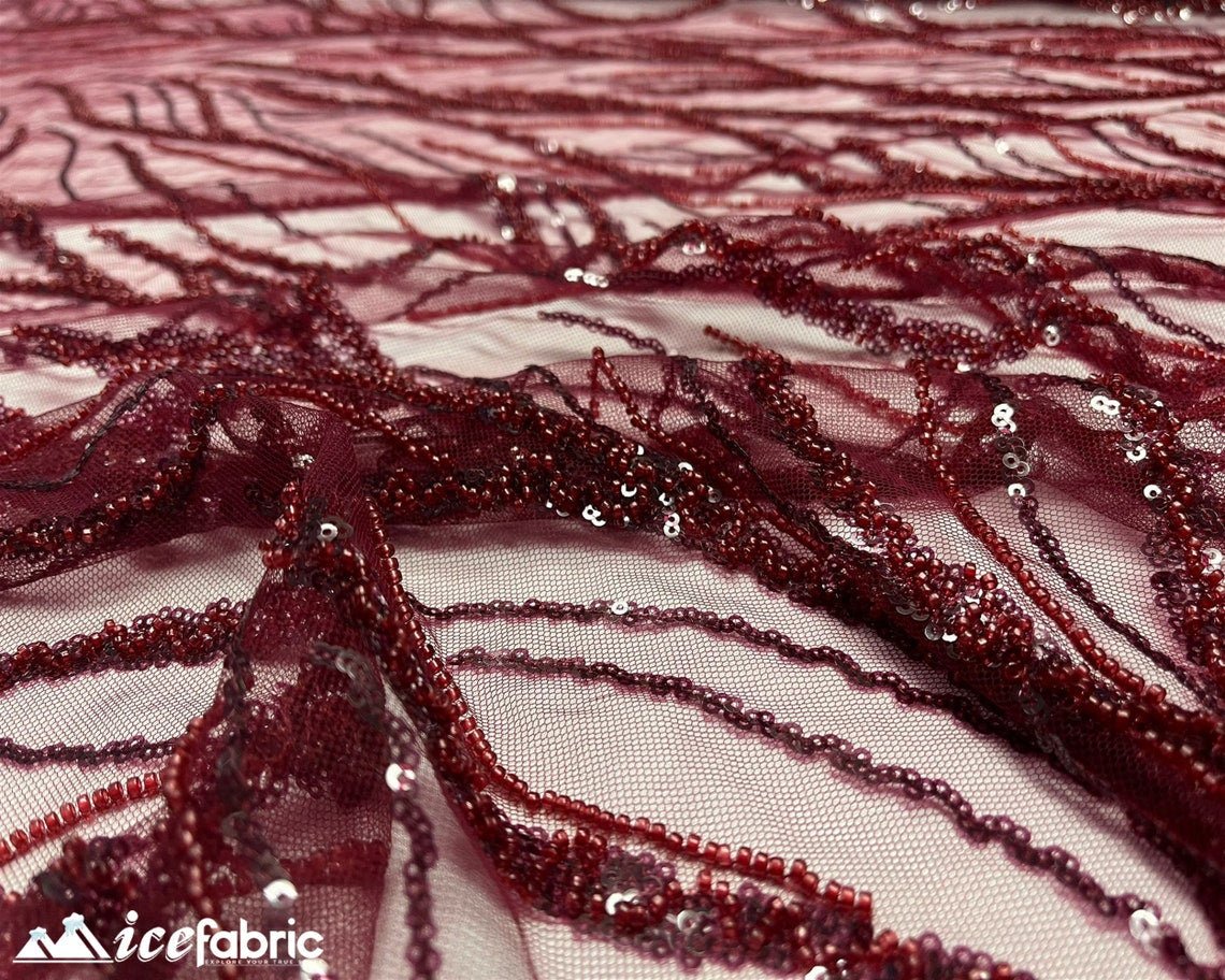 Burgundy Handmade Beaded Fabric / Lace Fabric With SequinICE FABRICSICE FABRICSBy the yardBurgundy Handmade Beaded Fabric / Lace Fabric With Sequin ICE FABRICS