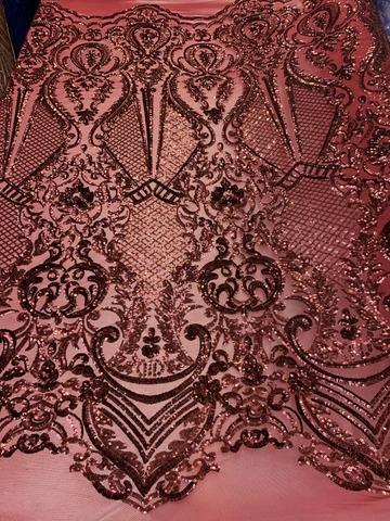 BY THE YARD/ Geometric Design Mesh Lace Fabric Sequins 4 Way Stretch On A White Mesh/Handmade Lace Embroider Prom/Gowns/Wedding DressICE FABRICSICE FABRICSBurgundyBY THE YARD/ Geometric Design Mesh Lace Fabric Sequins 4 Way Stretch On A White Mesh/Handmade Lace Embroider Prom/Gowns/Wedding Dress ICE FABRICS Red