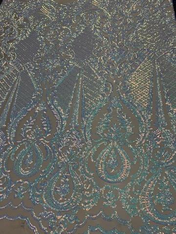 BY THE YARD/ Geometric Design Mesh Lace Fabric Sequins 4 Way Stretch On A White Mesh/Handmade Lace Embroider Prom/Gowns/Wedding DressICE FABRICSICE FABRICSSky Blue On A Blush MeshBY THE YARD/ Geometric Design Mesh Lace Fabric Sequins 4 Way Stretch On A White Mesh/Handmade Lace Embroider Prom/Gowns/Wedding Dress ICE FABRICS Sky Blue On A Blush Mesh