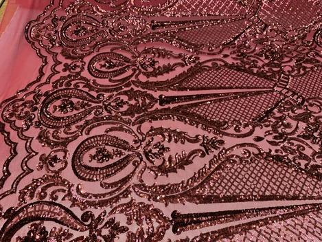 BY THE YARD/ Geometric Design Mesh Lace Fabric Sequins 4 Way Stretch On A White Mesh/Handmade Lace Embroider Prom/Gowns/Wedding DressICE FABRICSICE FABRICSBurgundyBY THE YARD/ Geometric Design Mesh Lace Fabric Sequins 4 Way Stretch On A White Mesh/Handmade Lace Embroider Prom/Gowns/Wedding Dress ICE FABRICS Red