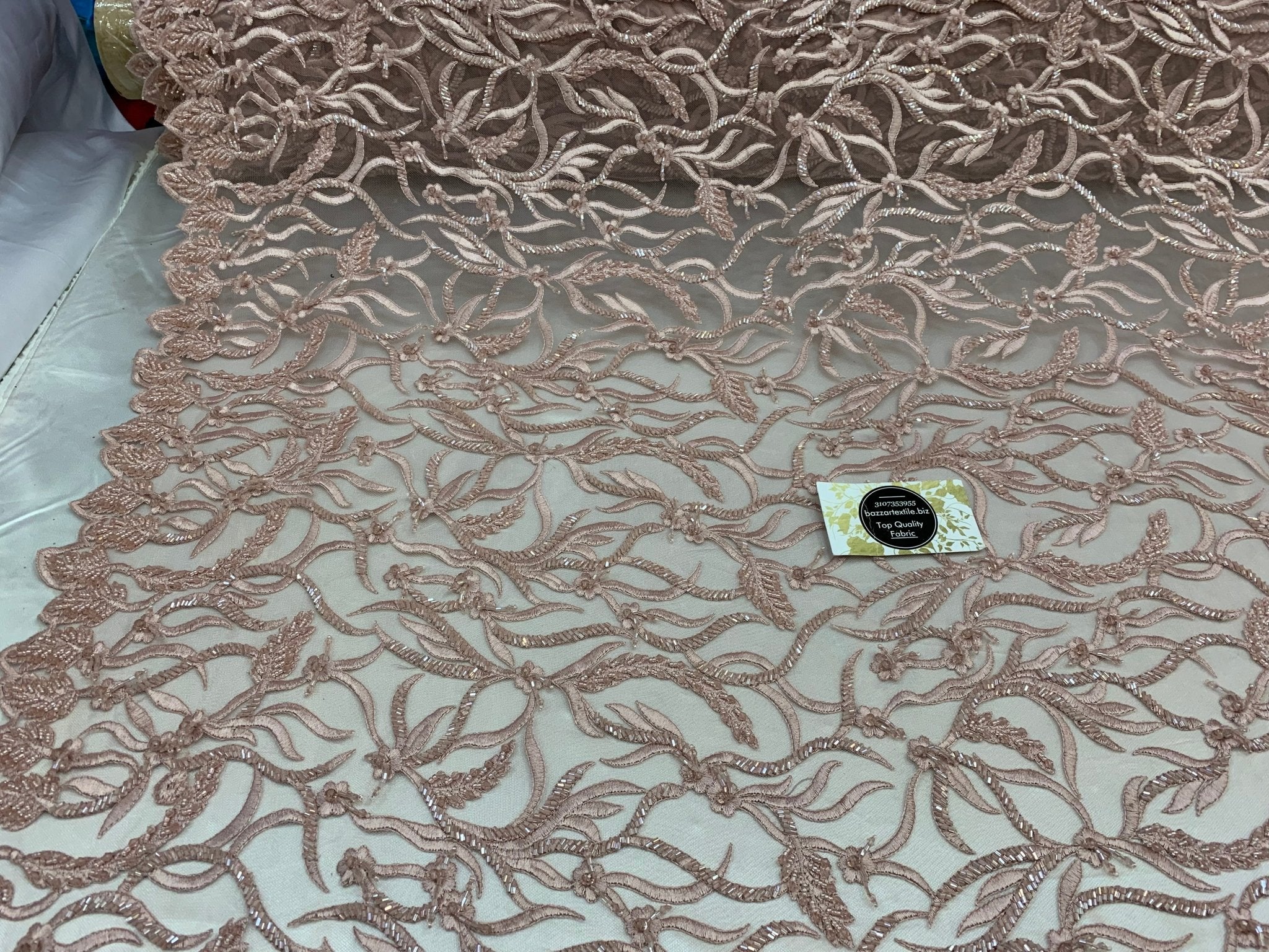 By The Yard Luxury Floral Heavy 3D Beaded Mesh Lace Fabric Hand Made lace Embroidered Glass Beads Sequins/Prom,Wedding DressICEFABRICICE FABRICSDusty Rose/PinkBy The Yard Luxury Floral Heavy 3D Beaded Mesh Lace Fabric Hand Made lace Embroidered Glass Beads Sequins/Prom,Wedding Dress ICEFABRIC Dusty Rose/Pink