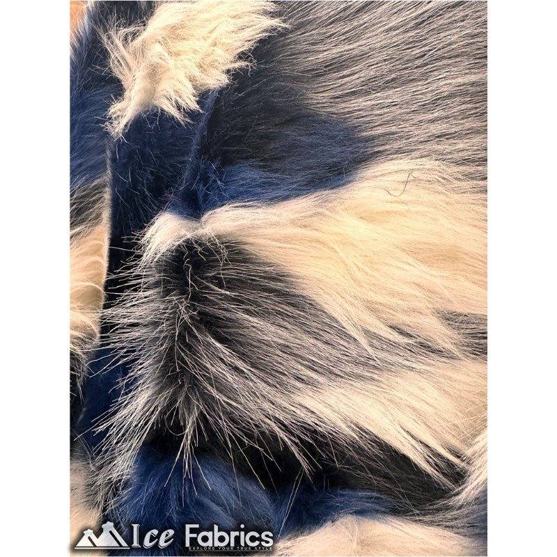 Canadian multi color Faux Fur Fabric By The YardICE FABRICSICE FABRICSBy The Yard (60" Wide)Long Pile (2.5” long)Blue WhiteCanadian multi color Faux Fur Fabric By The Yard ICE FABRICS Blue White