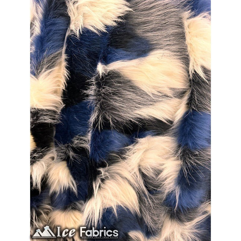 Canadian multi color Faux Fur Fabric By The YardICE FABRICSICE FABRICSBy The Yard (60" Wide)Long Pile (2.5” long)Blue WhiteCanadian multi color Faux Fur Fabric By The Yard ICE FABRICS Blue White