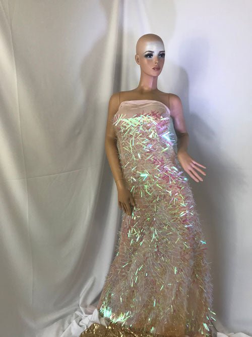 Candy Pink Spike Sequin Holographic Stretch Sequin Mesh Fabric 51" Wide Sold By The YardICE FABRICSICE FABRICSBy The Yard (58" Wide)Candy Pink Spike Sequin Holographic Stretch Sequin Mesh Fabric 51" Wide Sold By The Yard ICE FABRICS