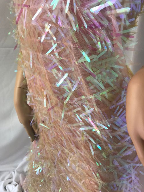 Candy Pink Spike Sequin Holographic Stretch Sequin Mesh Fabric 51" Wide Sold By The YardICE FABRICSICE FABRICSBy The Yard (58" Wide)Candy Pink Spike Sequin Holographic Stretch Sequin Mesh Fabric 51" Wide Sold By The Yard ICE FABRICS