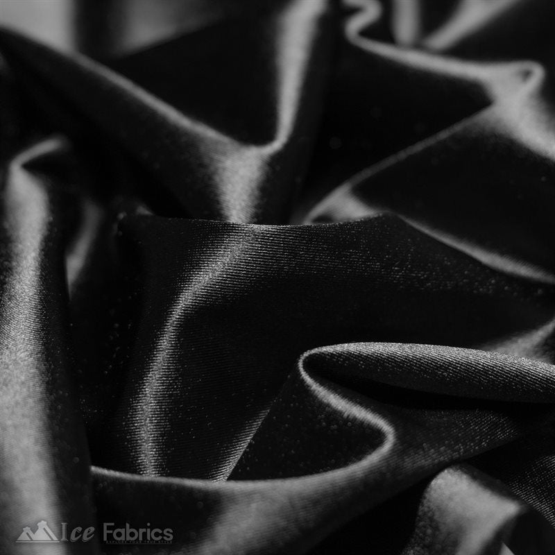 Casino 4 Way Stretch Satin Fabric Shiny Black Silky SpandexICE FABRICSICE FABRICS1 Yard BlackBy The Yard (60" Wide)Thick and HeavyCasino Shiny Black Spandex 4 Way Stretch Satin Fabric ICE FABRICS
