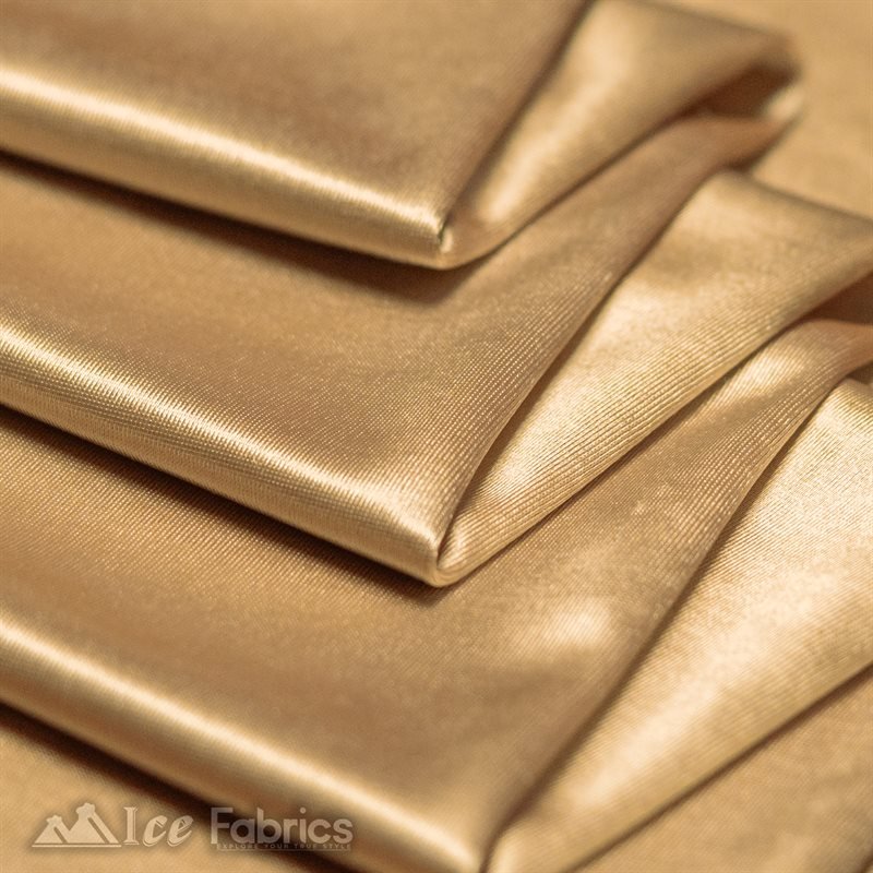 Casino 4 Way Stretch Satin Fabric Shiny Champagne Silky SpandexICE FABRICSICE FABRICS1 Yard ChampagneBy The Yard (60" Wide)Thick and HeavyCasino Shiny Champagne Spandex 4 Way Stretch Satin Fabric ICE FABRICS