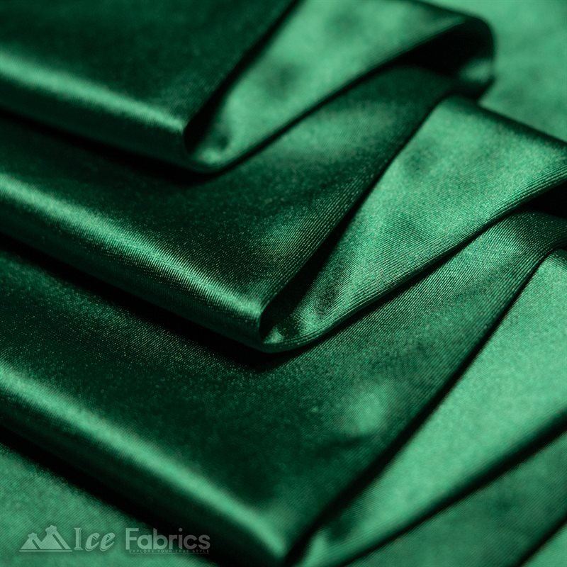 Casino 4 Way Stretch Satin Fabric Shiny Hunter Green Silky SpandexICE FABRICSICE FABRICS1 Yard Hunter GreenBy The Yard (60" Wide)Thick and HeavyCasino Shiny Hunter Green Spandex 4 Way Stretch Satin Fabric ICE FABRICS