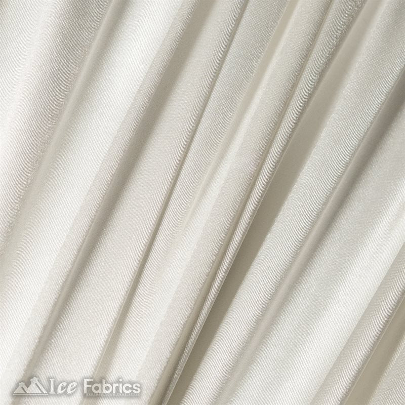 Casino 4 Way Stretch Satin Fabric Shiny Ivory Silky SpandexICE FABRICSICE FABRICS1 Yard IvoryBy The Yard (60" Wide)Thick and HeavyCasino ShinyIvory Spandex 4 Way Stretch Satin Fabric ICE FABRICS