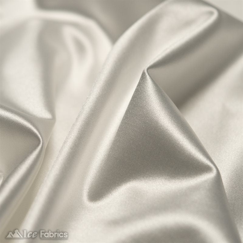 Casino 4 Way Stretch Satin Fabric Shiny Ivory Silky SpandexICE FABRICSICE FABRICS1 Yard IvoryBy The Yard (60" Wide)Thick and HeavyCasino ShinyIvory Spandex 4 Way Stretch Satin Fabric ICE FABRICS