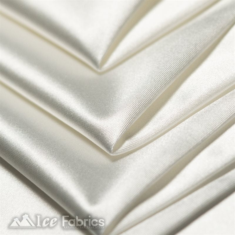 Casino 4 Way Stretch Satin Fabric Shiny Ivory Silky SpandexICE FABRICSICE FABRICS1 Yard IvoryBy The Yard (60" Wide)Thick and HeavyCasino ShinyIvory Spandex 4 Way Stretch Satin Fabric ICE FABRICS