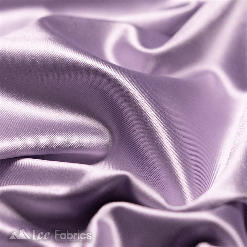 Casino 4 Way Stretch Satin Fabric Shiny Lavender Silky SpandexICE FABRICSICE FABRICS1 Yard LavenderBy The Yard (60" Wide)Thick and HeavyCasino Shiny Lavender Spandex 4 Way Stretch Satin Fabric ICE FABRICS