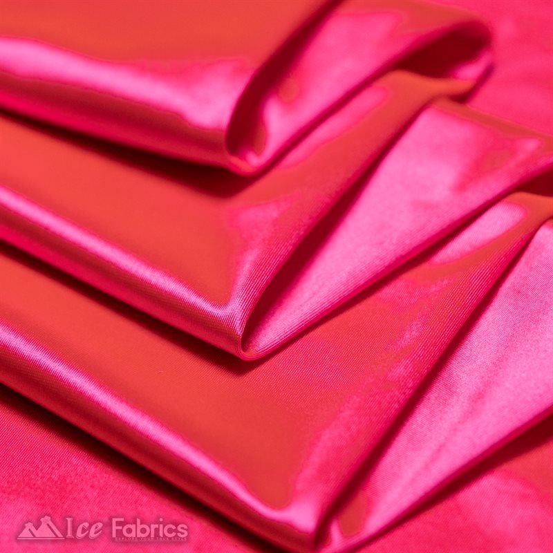 Casino 4 Way Stretch Satin Fabric Shiny Neon Pink Silky SpandexICE FABRICSICE FABRICS1 Yard Neon PinkBy The Yard (60" Wide)Thick and HeavyCasino Shiny Neon Pink Spandex 4 Way Stretch Satin Fabric ICE FABRICS