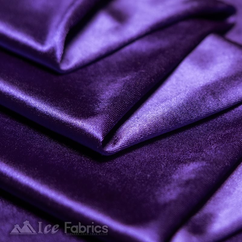 Casino 4 Way Stretch Satin Fabric Shiny Purple Silky SpandexICE FABRICSICE FABRICS1 Yard PurpleBy The Yard (60" Wide)Thick and HeavyCasino Shiny Purple Spandex 4 Way Stretch Satin Fabric ICE FABRICS