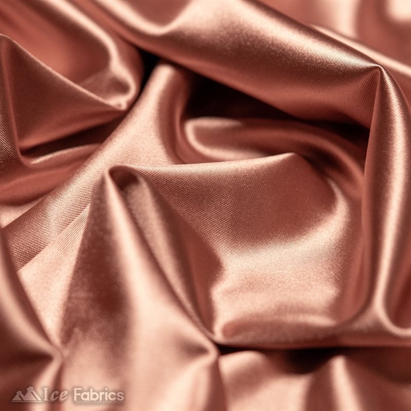 Casino 4 Way Stretch Satin Fabric Shiny Rose Gold Silky SpandexICE FABRICSICE FABRICS1 Yard Rose GoldBy The Yard (60" Wide)Thick and HeavyCasino Shiny Rose Gold Spandex 4 Way Stretch Satin Fabric ICE FABRICS