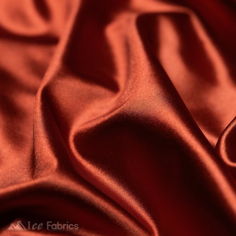 Casino 4 Way Stretch Satin Fabric Shiny Rust Silky SpandexICE FABRICSICE FABRICS1 Yard RustBy The Yard (60" Wide)Thick and HeavyCasino Shiny Rust Spandex 4 Way Stretch Satin Fabric ICE FABRICS