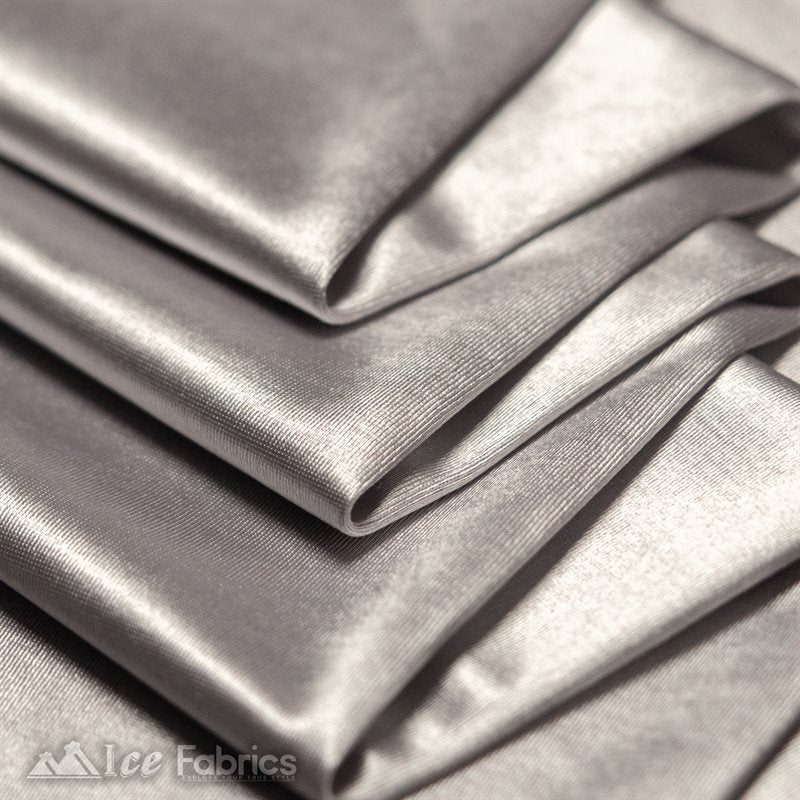 Casino 4 Way Stretch Satin Fabric Shiny Silver Silky SpandexICE FABRICSICE FABRICS1 Yard SilverBy The Yard (60" Wide)Thick and HeavyCasino Shiny Silver Spandex 4 Way Stretch Satin Fabric ICE FABRICS