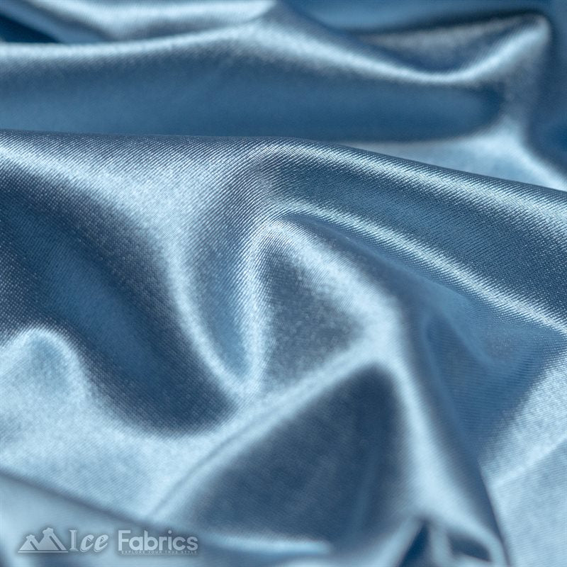 Casino 4 Way Stretch Satin Fabric Shiny Sky Blue Silky SpandexICE FABRICSICE FABRICS1 Yard Sky BlueBy The Yard (60" Wide)Thick and HeavyCasino Shiny Sky Blue Spandex 4 Way Stretch Satin Fabric ICE FABRICS