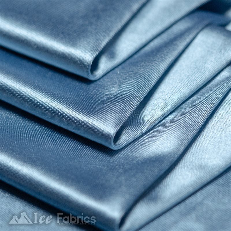 Casino 4 Way Stretch Satin Fabric Shiny Sky Blue Silky SpandexICE FABRICSICE FABRICS1 Yard Sky BlueBy The Yard (60" Wide)Thick and HeavyCasino Shiny Sky Blue Spandex 4 Way Stretch Satin Fabric ICE FABRICS