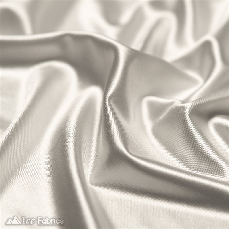 Casino 4 Way Stretch Satin Fabric Shiny White Silky SpandexICE FABRICSICE FABRICS1 Yard WhiteBy The Yard (60" Wide)Thick and HeavyCasino Shiny White Spandex 4 Way Stretch Satin Fabric ICE FABRICS