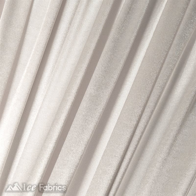 Casino 4 Way Stretch Satin Fabric Shiny White Silky SpandexICE FABRICSICE FABRICS1 Yard WhiteBy The Yard (60" Wide)Thick and HeavyCasino Shiny White Spandex 4 Way Stretch Satin Fabric ICE FABRICS