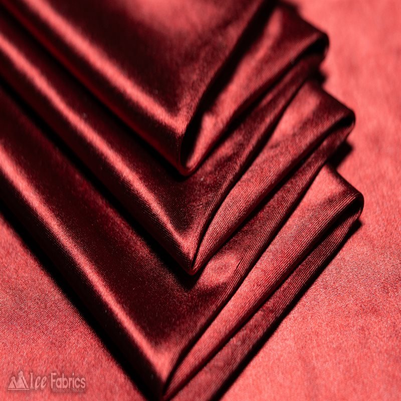 Casino 4 Way Stretch Silky Wholesale Burgundy Satin FabricICE FABRICSICE FABRICS1 Yard BurgundyBy The Yard (60" Wide)Thick Shiny and HeavyWholesale (Minimum Purchase 20 Yards)Casino Shiny Burgundy Spandex 4 Way Stretch Satin Fabric ICE FABRICS