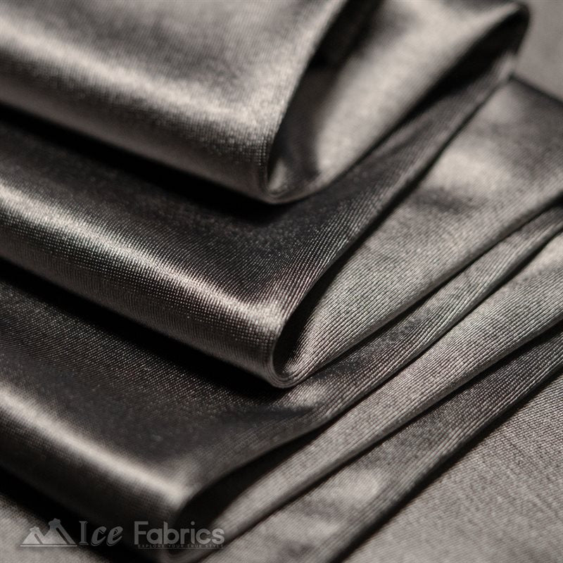 Casino 4 Way Stretch Silky Wholesale Dark Grey Satin FabricICE FABRICSICE FABRICS1 Yard Dark GreyBy The Yard (60" Wide)Thick and HeavyCasino Shiny Dark Grey Spandex 4 Way Stretch Satin Fabric ICE FABRICS