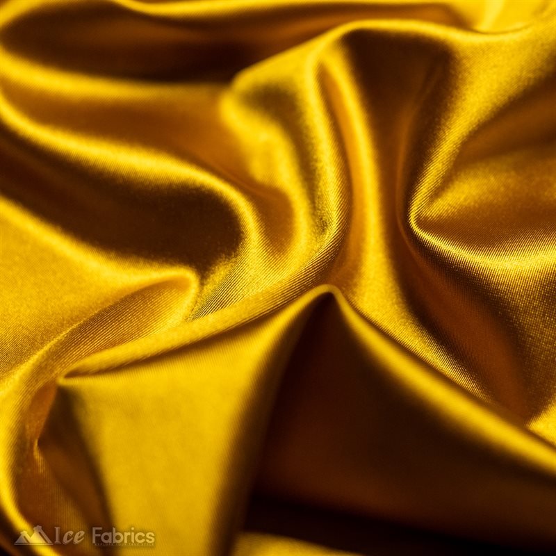 Casino 4 Way Stretch Silky Wholesale Gold Satin FabricICE FABRICSICE FABRICS1 Yard GoldBy The Yard (60" Wide)Thick Shiny and HeavyWholesale (Minimum Purchase 20 Yards)Casino Shiny Gold Spandex 4 Way Stretch Satin Fabric ICE FABRICS