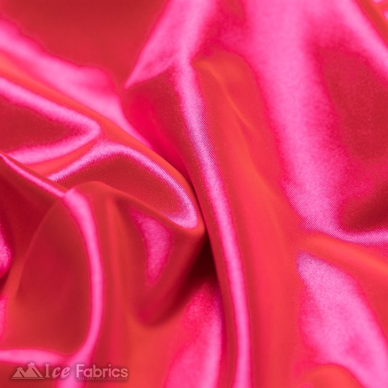 Casino 4 Way Stretch Silky Wholesale Neon Pink Satin FabricICE FABRICSICE FABRICS1 Yard Neon PinkBy The Yard (60" Wide)Thick Shiny and HeavyWholesale (Minimum Purchase 20 Yards)Casino Shiny Neon Pink Spandex 4 Way Stretch Satin Fabric ICE FABRICS