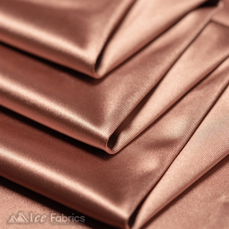 Smooth and Shiny Rose Gold Stretch Metallic Lame Fabric - OneYard