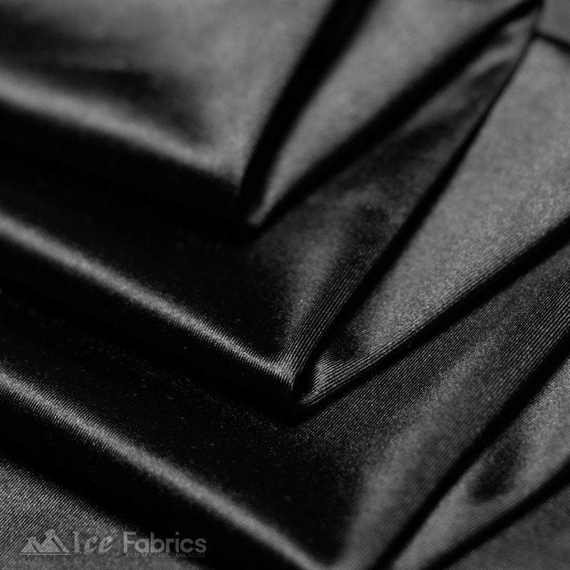 Black Shiny Spandex Satin Fabric| CasinoLuxe