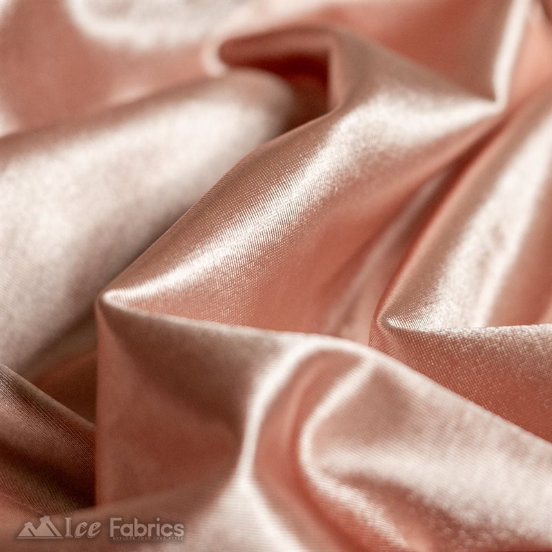 Casino Shiny Blush Spandex 4 Way Stretch Satin FabricICE FABRICSICE FABRICS1 Yard BlushBy The Yard (60" Wide)Thick and HeavyCasino Shiny Blush Spandex 4 Way Stretch Satin Fabric ICE FABRICS