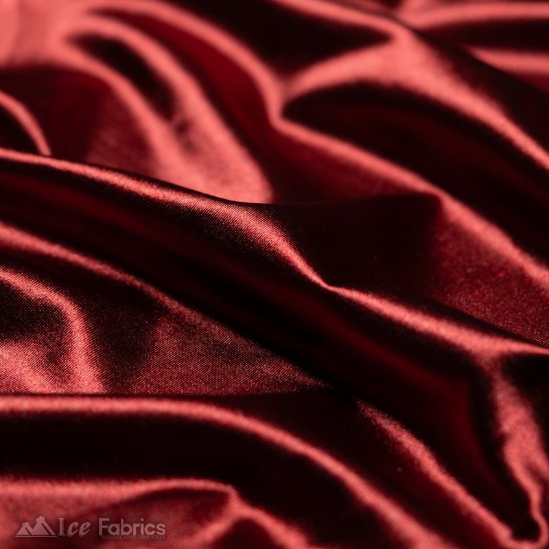 Casino Shiny Burgundy Spandex 4 Way Stretch Satin FabricICE FABRICSICE FABRICS1 Yard BurgundyBy The Yard (60" Wide)Thick and HeavyCasino Shiny Burgundy Spandex 4 Way Stretch Satin Fabric ICE FABRICS