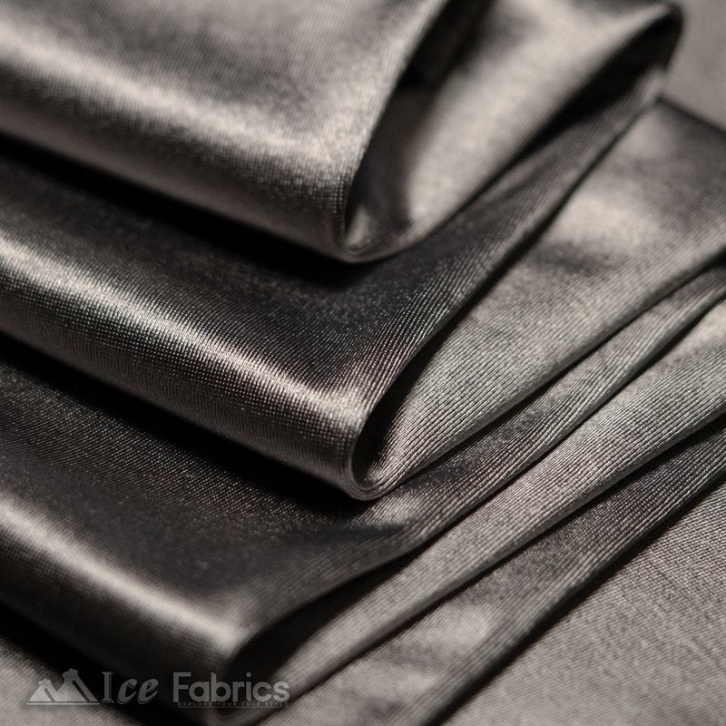 Buy Casino Shiny Dark Grey Spandex 4 Way Stretch Satin Fabric