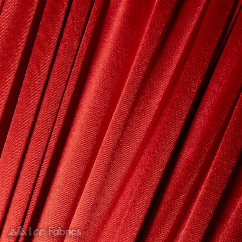 Casino Shiny Red Spandex 4 Way Stretch Satin FabricICE FABRICSICE FABRICS1 Yard RedBy The Yard (60" Wide)Thick and HeavyCasino Shiny Red Spandex 4 Way Stretch Satin Fabric ICE FABRICS