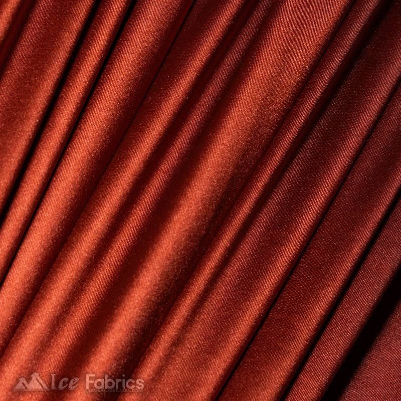 Casino Shiny Rust Spandex 4 Way Stretch Satin FabricICE FABRICSICE FABRICS1 Yard RustBy The Yard (60" Wide)Thick and HeavyCasino Shiny Rust Spandex 4 Way Stretch Satin Fabric ICE FABRICS