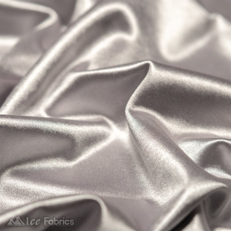 Casino Shiny Silver Spandex 4 Way Stretch Satin FabricICE FABRICSICE FABRICS1 Yard SilverBy The Yard (60" Wide)Thick and HeavyCasino Shiny Silver Spandex 4 Way Stretch Satin Fabric ICE FABRICS