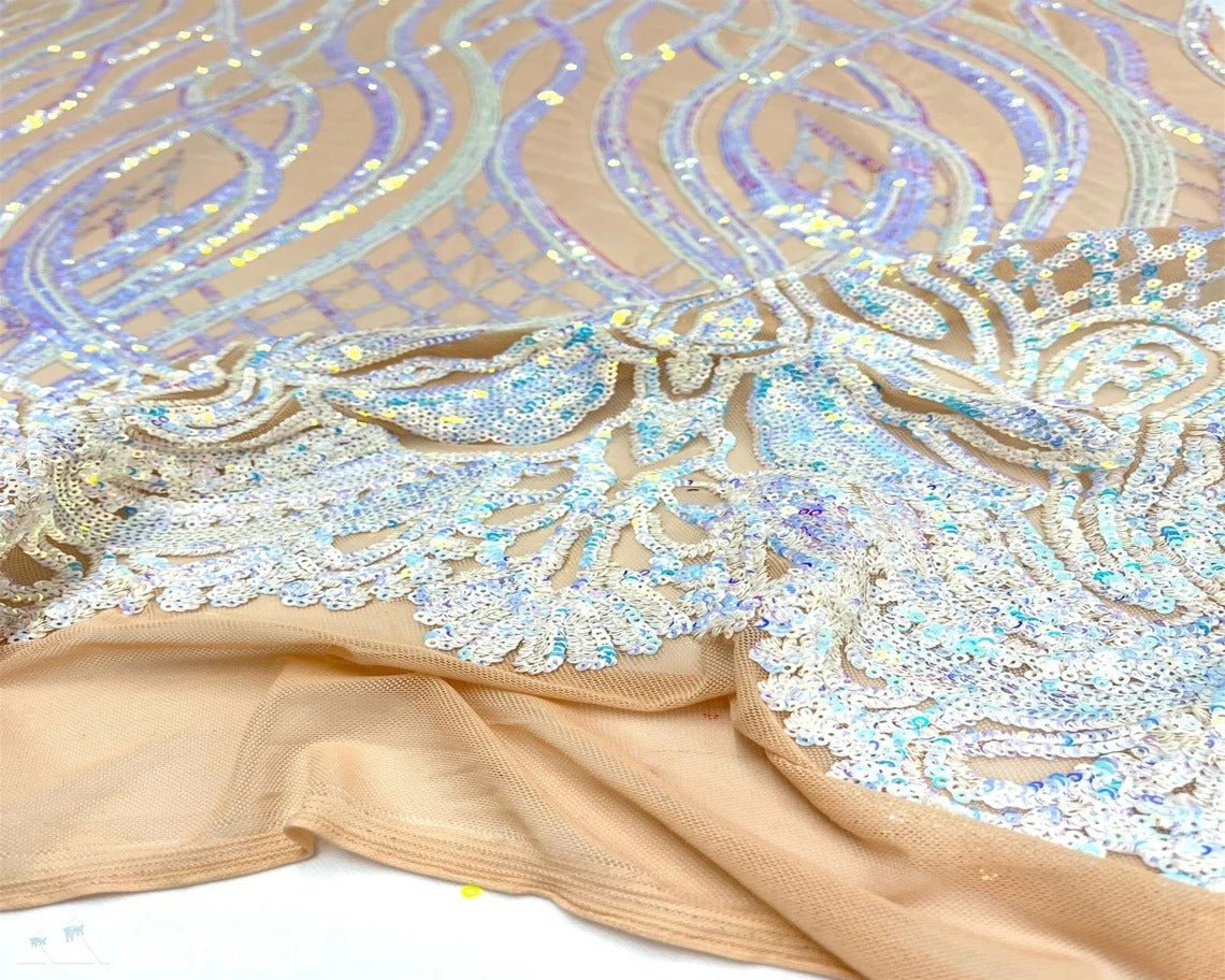 Charlotte Stretch Sequin Fabric | Embroidery Lace On MeshICE FABRICSICE FABRICSBaby BlueBy The Yard (58" Wide)Charlotte Stretch Sequin Fabric | Embroidery Lace On Mesh ICE FABRICS Baby Blue