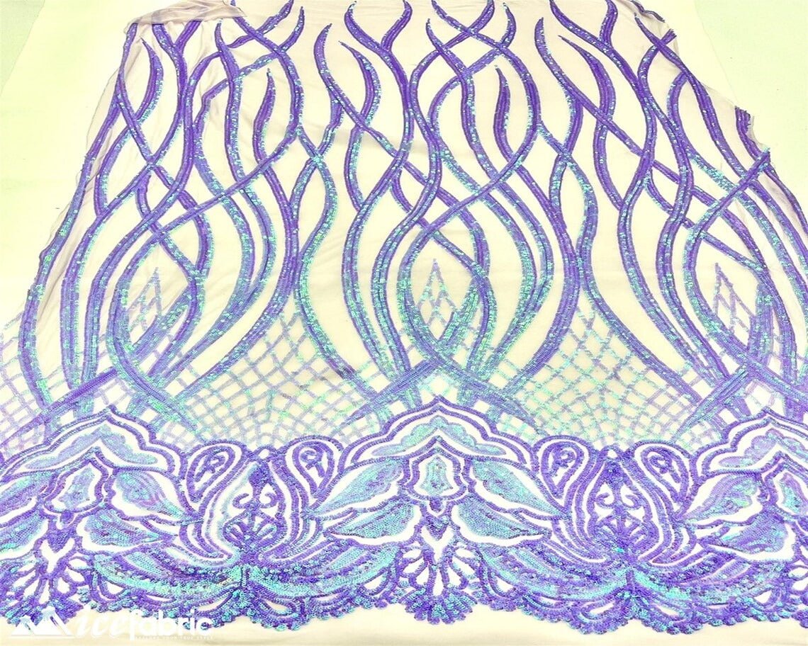 Charlotte Stretch Sequin Fabric | Embroidery Lace On MeshICE FABRICSICE FABRICSLavenderBy The Yard (58" Wide)Charlotte Stretch Sequin Fabric | Embroidery Lace On Mesh ICE FABRICS Lavender