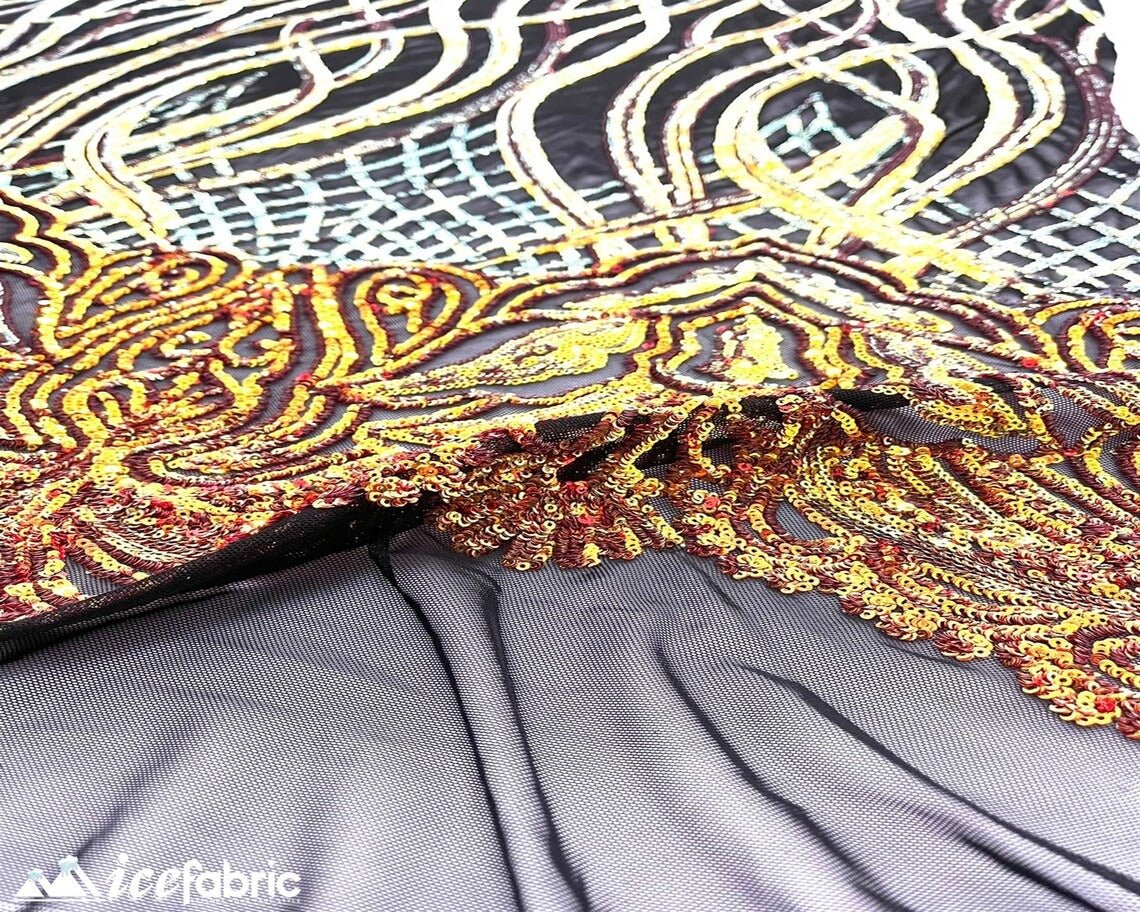 Charlotte Stretch Sequin Fabric | Embroidery Lace On MeshICE FABRICSICE FABRICSOrangeBy The Yard (58" Wide)Charlotte Stretch Sequin Fabric | Embroidery Lace On Mesh ICE FABRICS Orange