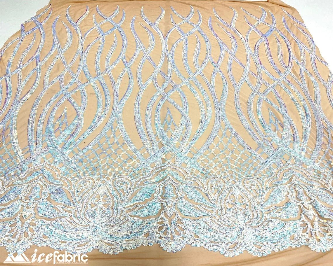 Charlotte Stretch Sequin Fabric | Embroidery Lace On MeshICE FABRICSICE FABRICSBaby BlueBy The Yard (58" Wide)Charlotte Stretch Sequin Fabric | Embroidery Lace On Mesh ICE FABRICS Baby Blue