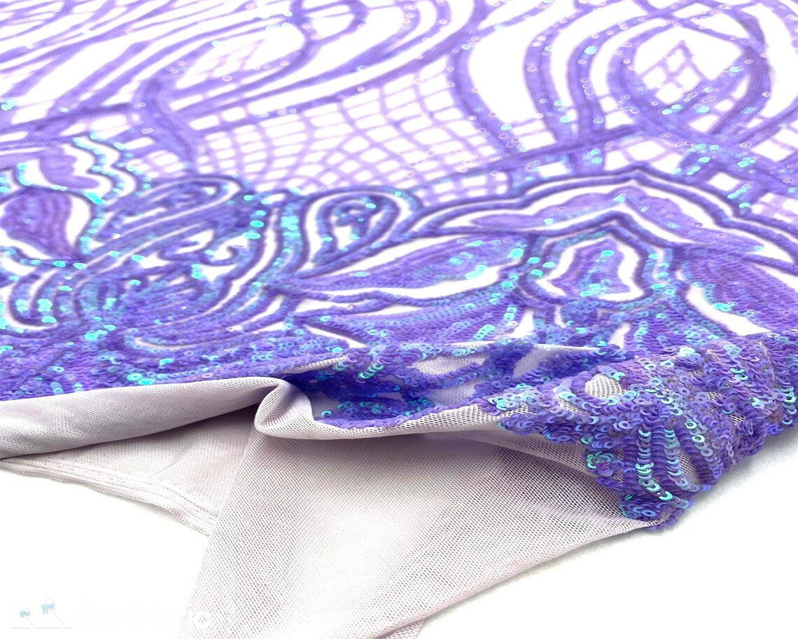 Charlotte Stretch Sequin Fabric | Embroidery Lace On MeshICE FABRICSICE FABRICSLavenderBy The Yard (58" Wide)Charlotte Stretch Sequin Fabric | Embroidery Lace On Mesh ICE FABRICS Lavender