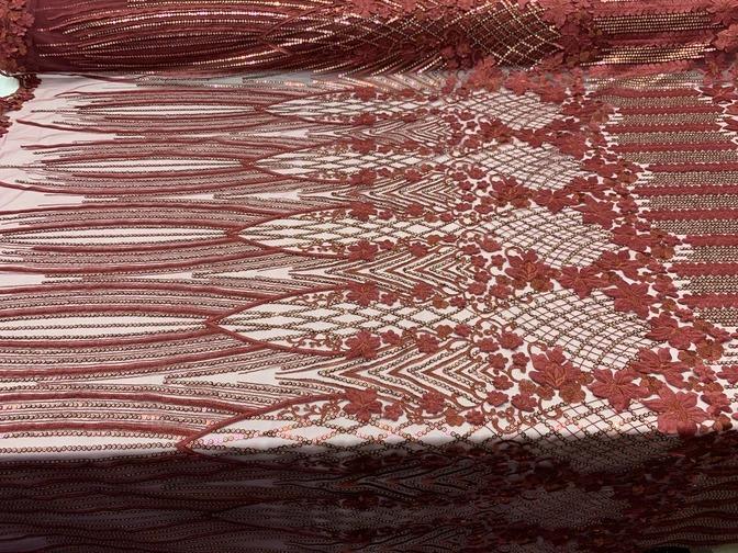 Corded 3D Flowers/Floral Mesh Lace Sequins Fabric By The Yard For Gowns, Skirts, Prom DressesICEFABRICICE FABRICSBurgundyCorded 3D Flowers/Floral Mesh Lace Sequins Fabric By The Yard For Gowns, Skirts, Prom Dresses ICEFABRIC Burgundy