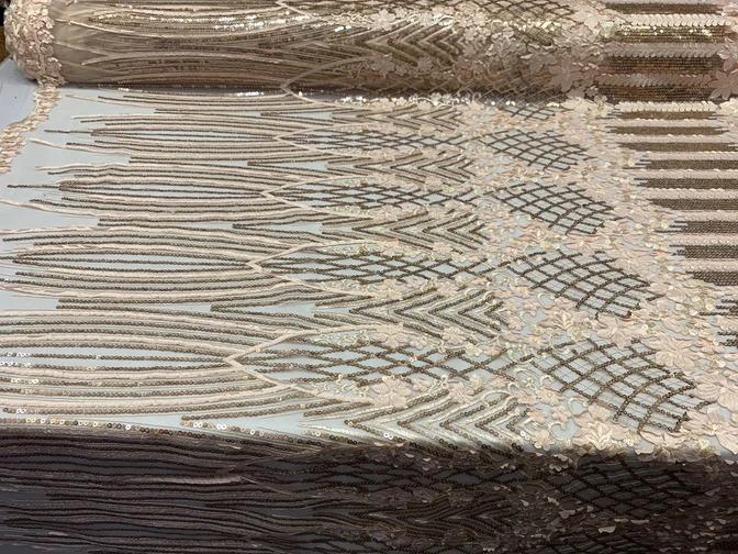 Corded 3D Flowers/Floral Mesh Lace Sequins Fabric By The Yard For Gowns, Skirts, Prom DressesICEFABRICICE FABRICSPeachCorded 3D Flowers/Floral Mesh Lace Sequins Fabric By The Yard For Gowns, Skirts, Prom Dresses ICEFABRIC Peach