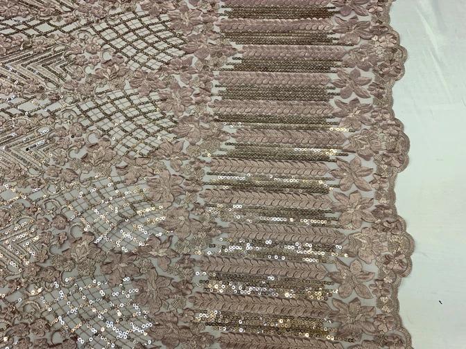 Corded 3D Flowers/Floral Mesh Lace Sequins Fabric By The Yard For Gowns, Skirts, Prom DressesICEFABRICICE FABRICSDusty RoseCorded 3D Flowers/Floral Mesh Lace Sequins Fabric By The Yard For Gowns, Skirts, Prom Dresses ICEFABRIC Dusty Rose