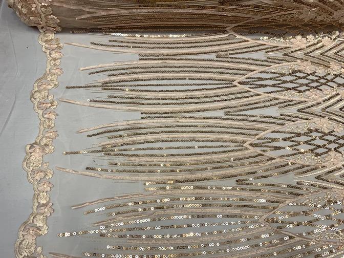 Corded 3D Flowers/Floral Mesh Lace Sequins Fabric By The Yard For Gowns, Skirts, Prom DressesICEFABRICICE FABRICSPeachCorded 3D Flowers/Floral Mesh Lace Sequins Fabric By The Yard For Gowns, Skirts, Prom Dresses ICEFABRIC Peach