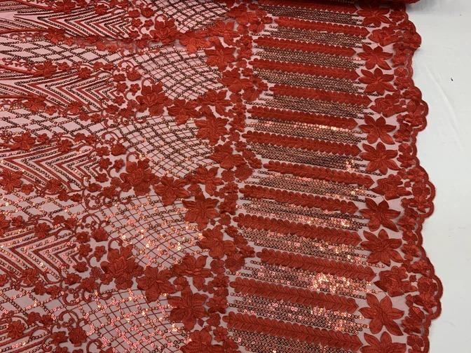 Corded 3D Flowers/Floral Mesh Lace Sequins Fabric By The Yard For Gowns, Skirts, Prom DressesICEFABRICICE FABRICSPeachCorded 3D Flowers/Floral Mesh Lace Sequins Fabric By The Yard For Gowns, Skirts, Prom Dresses ICEFABRIC Red