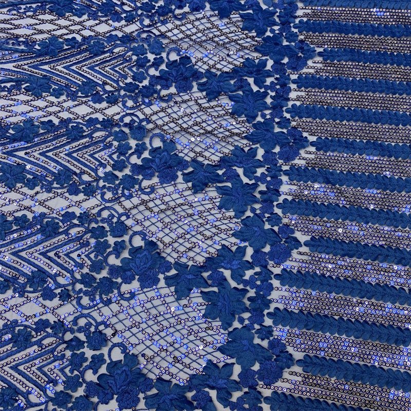 Corded 3D Flowers/Floral Mesh Lace Sequins Fabric By The Yard For Gowns, Skirts, Prom DressesICEFABRICICE FABRICSRoyal BlueCorded 3D Flowers/Floral Mesh Lace Sequins Fabric By The Yard For Gowns, Skirts, Prom Dresses ICEFABRIC Royal Blue