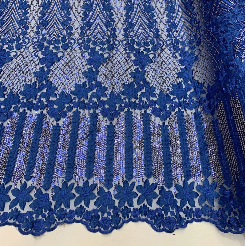 Corded 3D Flowers/Floral Mesh Lace Sequins Fabric By The Yard For Gowns, Skirts, Prom DressesICEFABRICICE FABRICSRoyal BlueCorded 3D Flowers/Floral Mesh Lace Sequins Fabric By The Yard For Gowns, Skirts, Prom Dresses ICEFABRIC Royal Blue